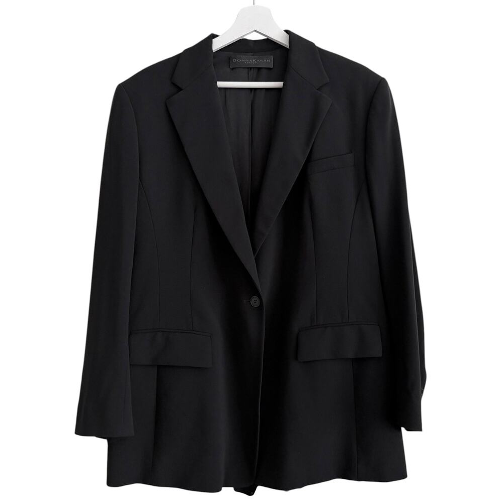 Donna Karan Black Label Wool Longline Blazer Jacket US 14 Italy Quiet Luxury - Picture 2 of 7